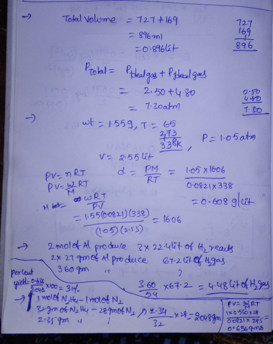 Total Volume = 721+ 169 727 169 896 896 90) 20.896lit teal gos t Pleal ges 2.50 t4.80 7.30atrn 7. 30 --- Bapwt1559, T 65 213