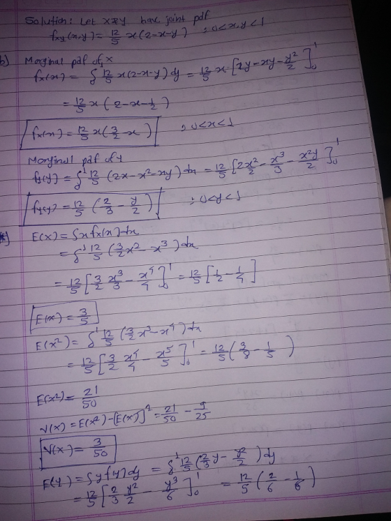 Solution: Let XRY have joint pot try (ny) = 2 x(2-8-47 dengan 6) Morginal pap of x fetary - 12 262-1-4) 9 - 12 x [2y-ay-2 to