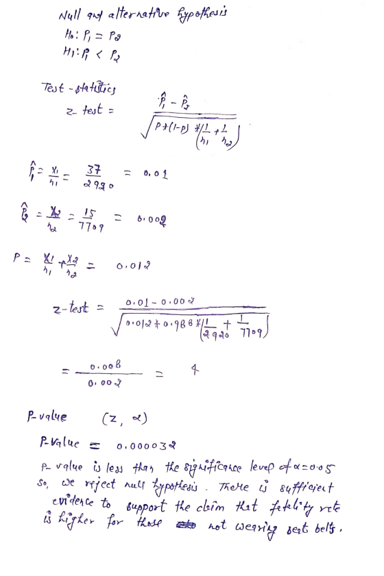 Nell guy alternative hypothesis Hoi P, = Pa HI: P < Pra Test - statistics z test = P+(1-D #AL 24J by = 0,01 2990 2 *W, = 6.00