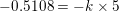 \small -0.5108=-k\times 5