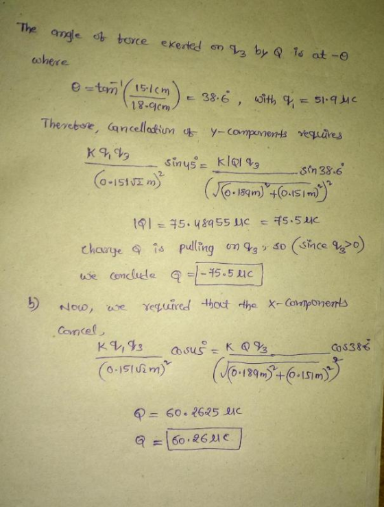 The angle of torce exerted or 3 by Q 1ฎ์ at-e cshere 18-GCr 2 uie Comedule @15.5c Covncel CoS38