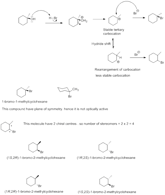 Br Н-Вr Br Он ОН2 Stable tertiary carbocation Hydride shift Br Н Br Rearrangement of carbocation less stable carbocation CH3