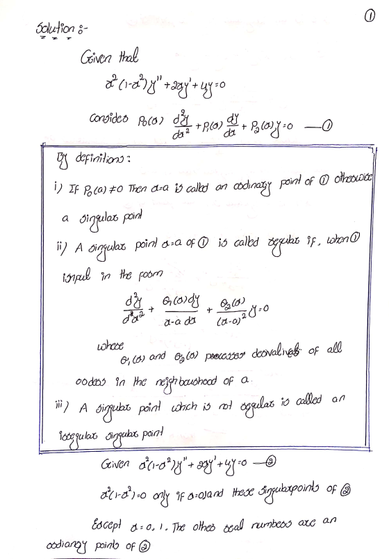 0 solution : Given that 22 (1-8973 +990+ 4y = 0 corsideo Acodi +260 + 9,007o —O da o definition: i) If Pola) #0 Then 0-Q is