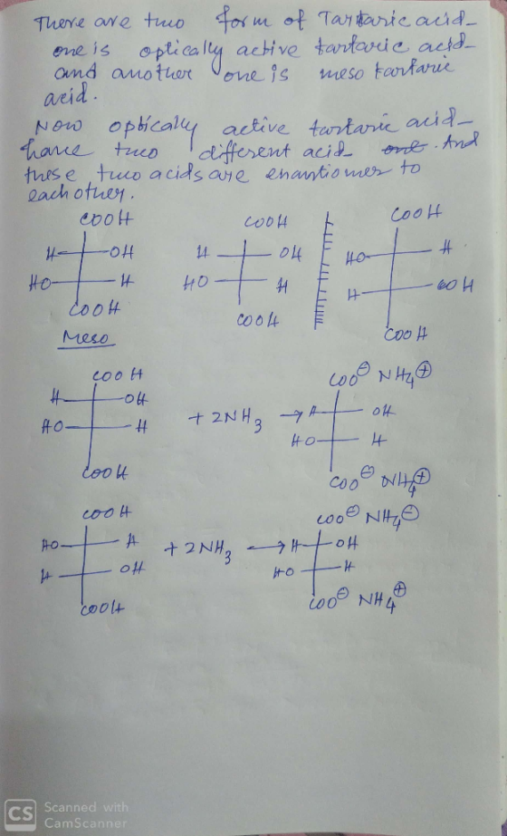There are two form of one is optically active and another one is Tartaric aild- tartaric acid- meso kartarie acid. Now optica