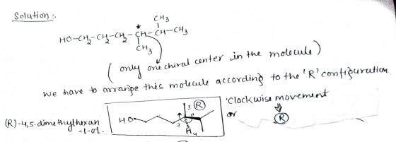 Solutions CH3 HO-CH₂-C4-04-CH=CH-CH₂ ly one chiral center in the molecule) we have to arranpe thés molecule according to the