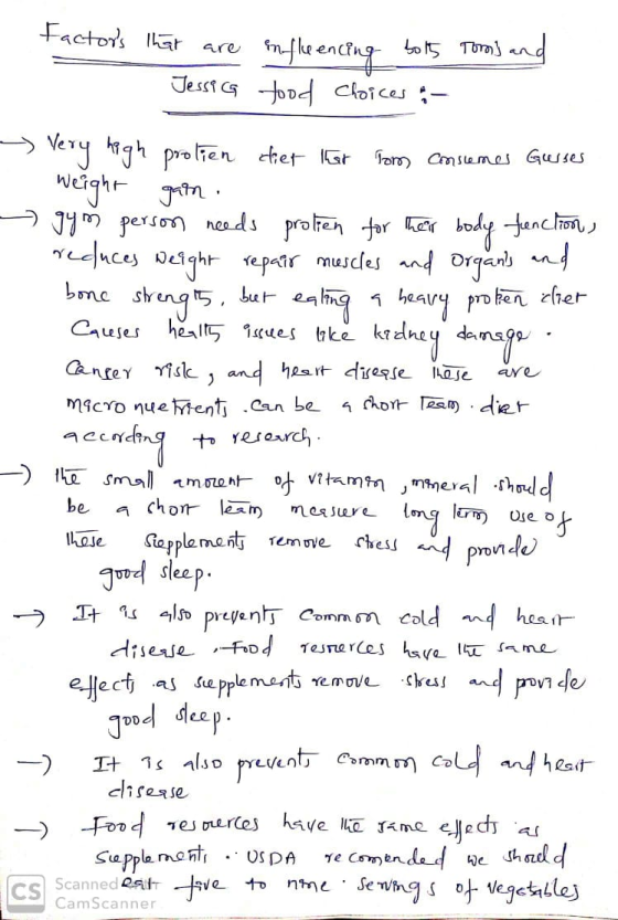 factors that are Jessica Toms and influencing both tood choices & >> Very high prolien cier leer Tom conscenes Gusses .. weig