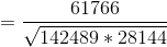 =\frac{61766}{\sqrt{142489*28144}}