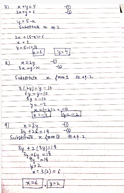 1) х+4= 5 2.x+y= 23 ч= 5- Substitute to eg. 2 2y + (5-1: { y=1 925-1-4 К.=1 y=4 3) х=-ч Зуу-lo Substitute 2 { от 1 40 41 . 2.