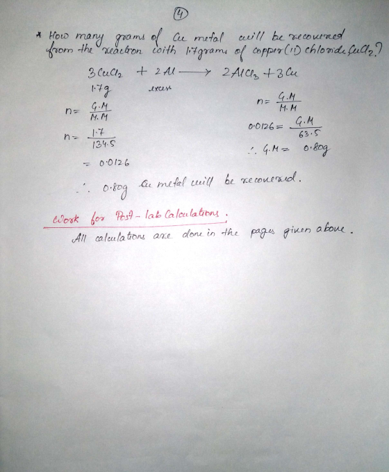 & How many grams of Cu metal will be recovered from the reaction with sitgrams of copper (11) chloride fulla? 3 culla t 2 Al-