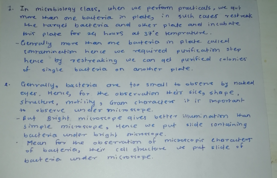 1. In mitr biolơay class, when Perform pronti culs, wequt his plate 24 houTS ot 3tc temprature ehce eyer. Hense for e o bs e
