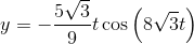 y= -\frac{5\sqrt{3}}{9}t\cos \left(8\sqrt{3}t\right)