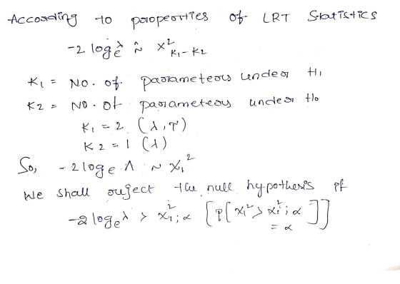 of LRT Statistics According to propeosties C -2 logeê î x 24 - K2 2 Kl = NO. Of Dadrameters undeo Hi K2 = No. of parameteoy u