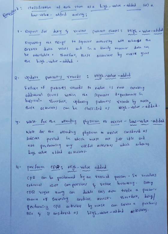 item as a de high-value added on a classification of each low-vowe - added Devoted : activity: 1. Report for duty y review pa