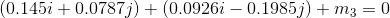 (0.145i+0.0787j)+(0.0926i-0.1985j)+m_{3}=0