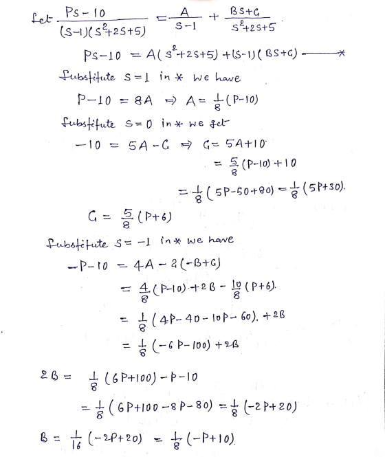BS+G fete si ossei (S-1)(54+25+5) A + Bore Ps-10 = Als!+25+5) +(5-1)(BS+G) * fubstitute S = in * we have . P-10 = 8A => A= $(