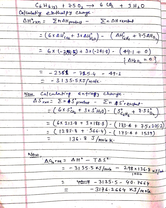 C6H6192 + 7.5 ₂ 6 co 6 CO₂ + 3H₂O Calculating enthalpy Change Arxn En DH reactat Em AH product - (6 x 4 vo + 3x AH..) - AHċet