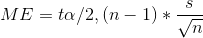 ME = ta/2, (n − 1)*