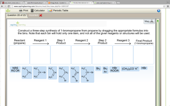 Construct a three-step synthesis of 1-bromopropane