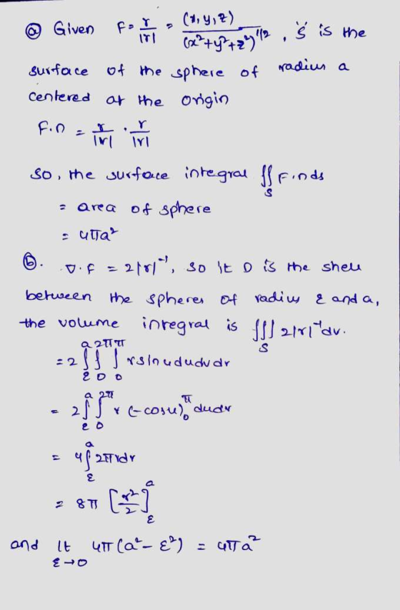 @ Given Foro (1,4,7) ex?ty?t= s is the surface of the sphere of radius a centered at the origin Fon INI irl so, the surface
