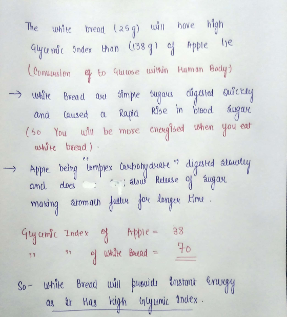 hove high win bread (259 The white be Gyu mic ndex than 138 g) oAppie CConueslon to Guose within Human Body au imple gadiae Q