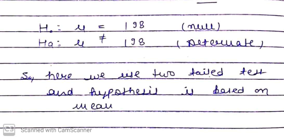 u | 98 Hai # u 198 - peternate, tett 2ںیل۔ So here dese two failed and hypothesis u eau based on Scanned with CamScanner