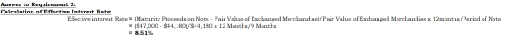 Answer to Requirement 2: Calculation of Effective Interest Rate: Effective interest Rate = (Maturity Proceeds on Note - Fair