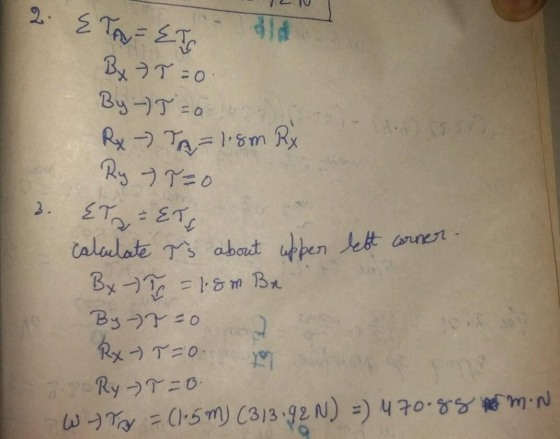 2. ETA-ET BX T=0 By - T = 0 Rx - TA = 1.8m Rx Ry 7 T=0 ET=ET calculate Is about upper left corner. Bx - 7 = 1.8m Br By - r =0