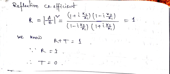 Reflection co-efficient (i+ik) (1-12) - 113 (1-ik) (Itik R = we knowo RUTE R = 1 ci Too