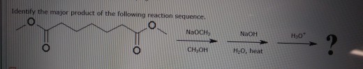 Identify the major product of the following reaction sequence H3O CH2OH H2O, heat