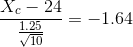 Xc – 24 1.25 -= -1.64 V10