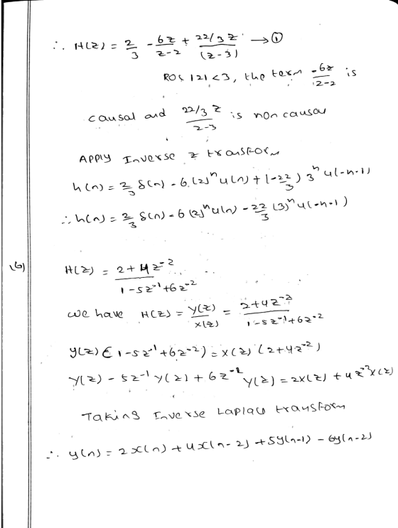 :, H1Z) = 2 meer - 67 t 223Z so Z-2 iz-3) S ROX 121<3, the terr s, the term obz 2-2 causal and 22/32 is non causar Apply Inv