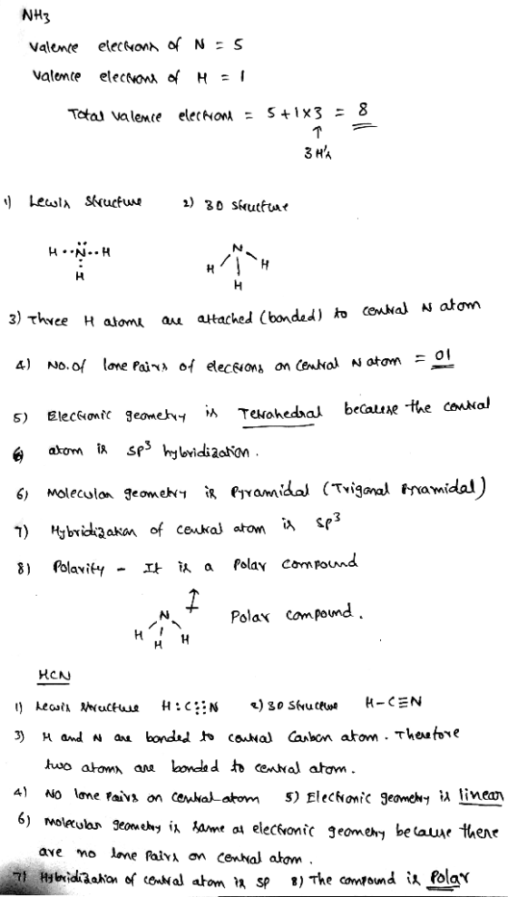NH3 Valence valente election of NES election of H =1 Total valence election = 5 + 1x3 = 8 3HA Lewis structure 2) 30 Skutten