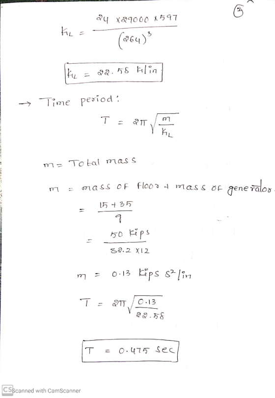 KL ay x29000 x 597 (264) Thie 99.58 Hlin → Time period! T = IT KL m= Total mass mass of Food + mass of generaloo 15 + 35 9 5