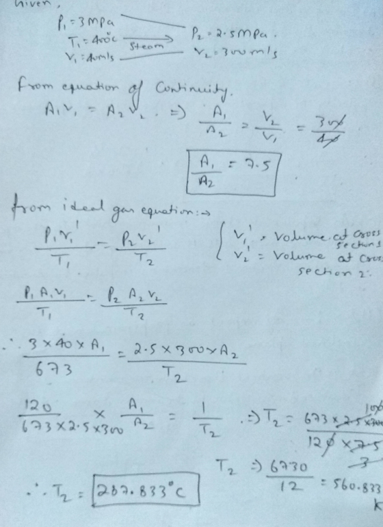 hiven P = 3mpa T = 400 donls - Steam P2-2.smpa. & Zoumis from equation of Continuity. Aivi - AL -7.57 from ideal gas equation