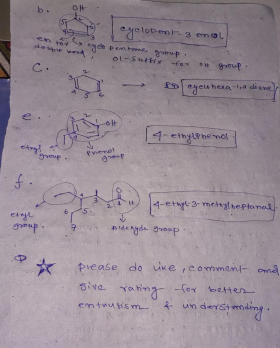 gelopen 1-3 enou double co pentame group. 2 01-suffix for C.. oth group o cyclohexa-1,4 dienel [4-ethylphenol 4-ethylphenol