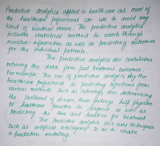 redictive analytics a lied in health care as most ob the healthcare plesional can we to avoid a o Medcal eos. The predictive