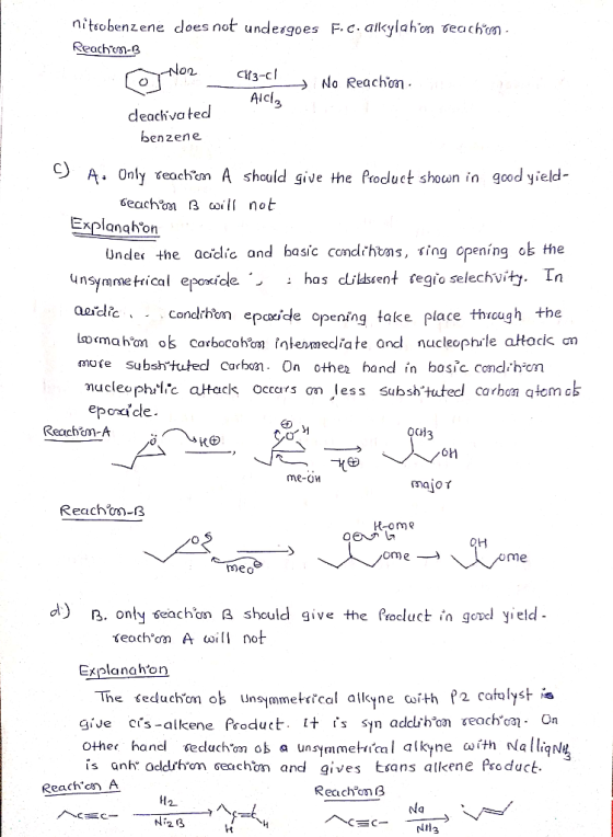 nitrobenzene does not undergoes F.C. allylahon reachion Reachion-3 Co No2 CH3-cl No Reachion - Alda deachvated benzene A. On