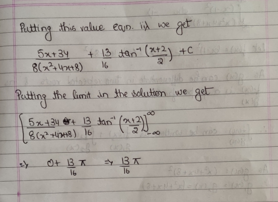 Putting this value ean. lid we get 5x+34 + 13 tan(at2) +Clu 8(x² + 4x+8) 16 I ator lots oder nut as a strollib sooroo OOR Put