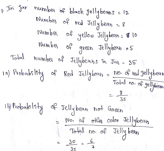 t n r numbex of black Jelly beans -2 Vumbe ofred Jelly bean 8 Number of yellow Jelğbeakflo Tolal humbe of Jellybsina 35 ellybah 35 Proba Tellybean hot Gren -No. of otea color Jellybeah sreeh Tolel no. op Jelly bean