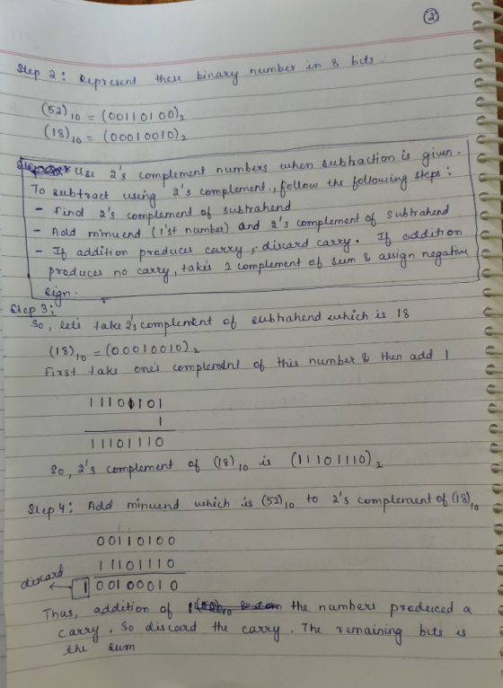 Step 2: Represe . Represent these binary number in 8 bits ... 210 = (00110100), (18). - (00010010), Slenge* Use as compler -
