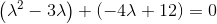 \left(\lambda^2-3\lambda \right)+\left(-4\lambda +12\right) = 0