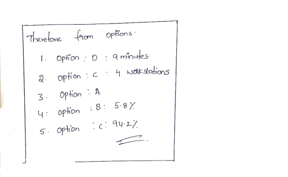 Thevefove from Opfions Option D 9minutes :4 kstatians 2 option C option 3 : В: 5-8Y option Ч: c: 94.2/ 5 option