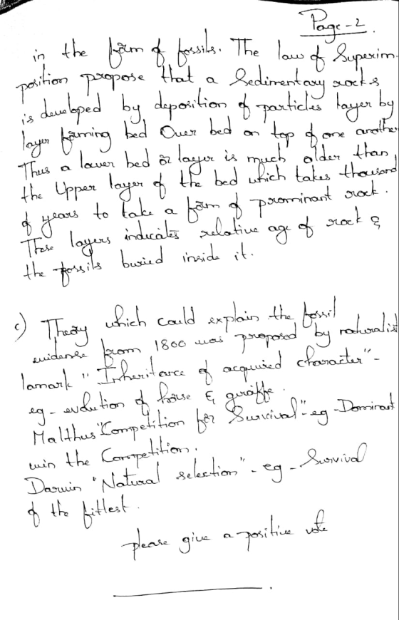 - Page 2 in the form of fossils. The law of Super position propose Hat a Sedimentary scott I deweloped by deposition of pouti