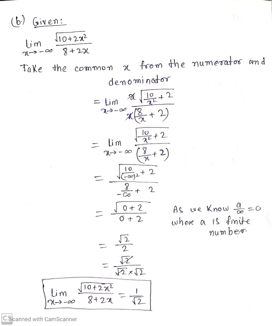 (6.) Giveni 10+22² lim 8+22 Take the common a from the numerator and denominator 1-os Lim & 10 V + 2 Nt-o xt 18 +2) lo 22+2 l