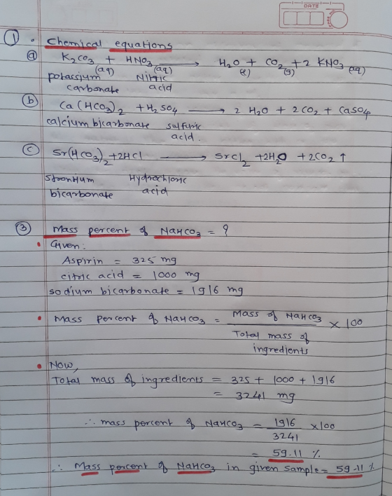Chemical equations Kg coz + HNO3 HNO3(aq) H₂O + cont2 KNO og potassium 2 H₂O + 200₂ t Casoy carbonake acid Ca (400g), th 504