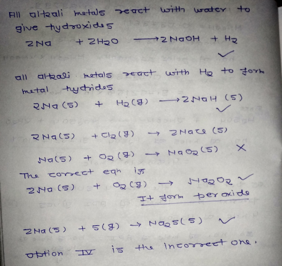 with water to All altali metals react give hydroxides ZNa + 2H2O - 2 NAOH + Hz react with Ha to form all alkali metals metal