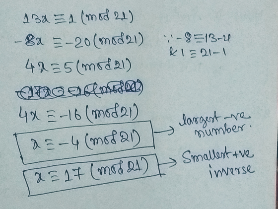 ABUZA (mod 21) -84 E-20(mod 21) 7-8513-24 &1821-1 4025 (modal) to pomedel 492-16 (mod21) Tas-4 (modan + inverse largest are n
