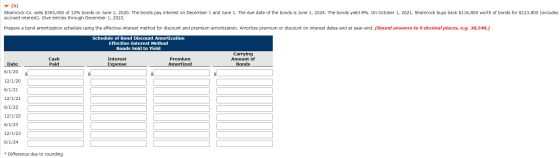 (b) Shamrock Co. sells $365,000 of 12% bonds on June 1, 2020. The bonds pay interest on December 1 and June 1. The due date o
