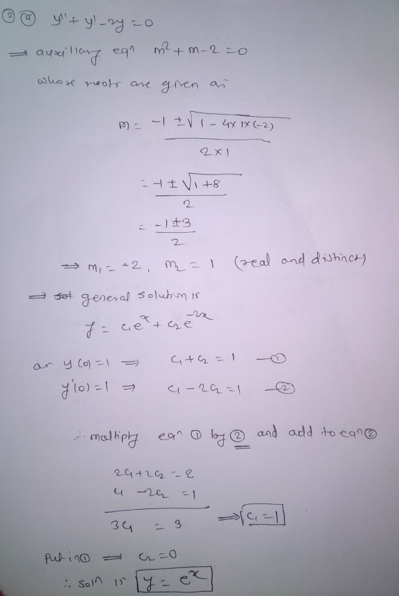 egn @ yt yl-2y=0 auri sallang m² + m -2 o whose roots are given as - 1 tri ชา) 4X 1X (-2) 2x1 - 4 I Vito 2 < -) 13 2 mia (de