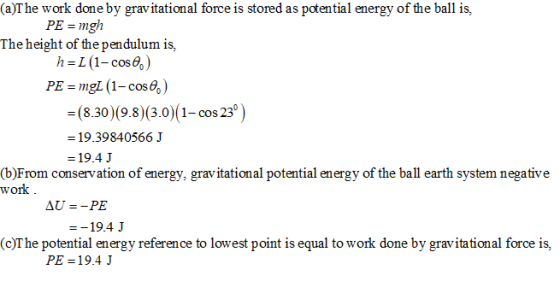 (a)The work done by gravitational force is stored as potential energy of the ball is, PE = mgh The height of the pendulum is,